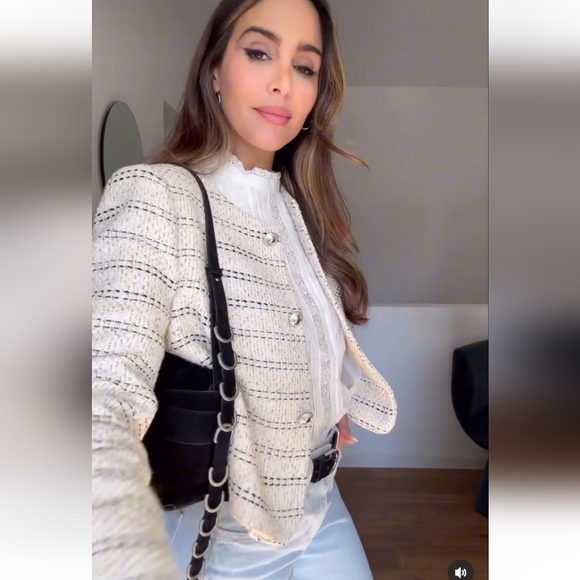 Zara Textured Tweed Blazer Size S - Picture 8 of 16